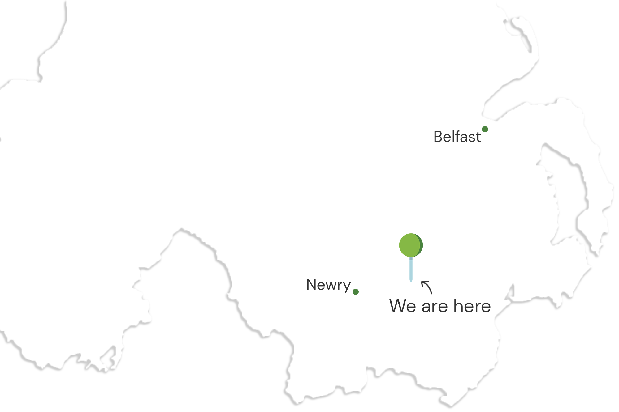 Map of Northern Ireland zoomed